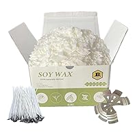 Soy Wax | 5lbs Natural Soy Wax Flakes | 100 6-Inch Cotton Candle Wicks, 3 Metal Centering Devices, 5lbs Soy Wax for DIY Candle Making