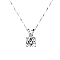 IGI Certified Round Lab Grown Diamond 1.00 ct Womens Solitaire Pendant Necklace 14K White Gold with 18 Inches 14K Gold Chain