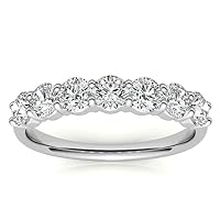 Excellent Round Brilliant Cut 1.06 Carat, Moissanite Diamond Promise Band, Prong Set, Eternity Sterling Silver Bands, Valentine's Day Jewelry Gift, Customized Band