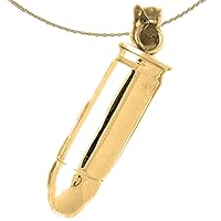 14K Yellow Gold 3D Bullet Pendant with 18