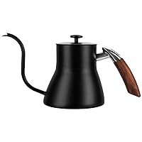 CHUNCIN - 800Ml Stainless Steel Coffee Pots with Lid, Drip Gooseneck Spout Coffee Kettle, Pour Over Coffee and Tea Pot with ABS Anti Scalding Handle,Black