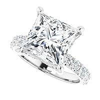 JEWELERYIUM 4 CT Princess Cut Colorless Moissanite Engagement Ring, Wedding/Bridal Ring Set, Halo Style, Solid Sterling Silver, Anniversary Bridal Jewelry, Best Rings for Women