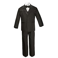 Formal Boy Black Suit Paisley Vest Bow Tie Handkerchi Tuxedo Baby to Teen (16)