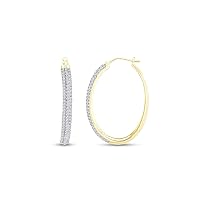 AFFY 1 Carat (Cttw) Round Cut Natural Diamond Hoop Earrings In 14K Gold Over Sterling Silver Jewelry For Women Wedding (J-K Color, I2-I3 Clarity)