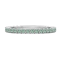 925 Sterling Silver Thin Stacking Ring 0.60 Ct Emerald Eternity Raquel Wedding Band