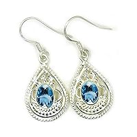 Choose Your Oval Shape Gemstone Drop & Dangle Earring 925 Sterling Silver Solitaire Fish Hook Earrings Chakra Healing Birthstone Gift Jewelry For Women Girls