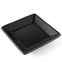 Ceramic Jewelry Dish Tray, Decorative Trinket Tray Holder for Ring Earring Key, Gift for Women Girls, 4.7inch, Black