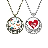 Flower Pixel Paint Art Deco Fashion Pendant Necklace Mens Womens Valentine Chain