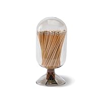 Skeem Glass Match Cloche with Striker - Smoke - Includes 120 Small Match Sticks - Perfect Fireplace Decor, Decorative Matches for Candles