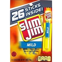 Slim Jim Smoked Meat Sticks, Mild, 0.28 Oz, 26-Count