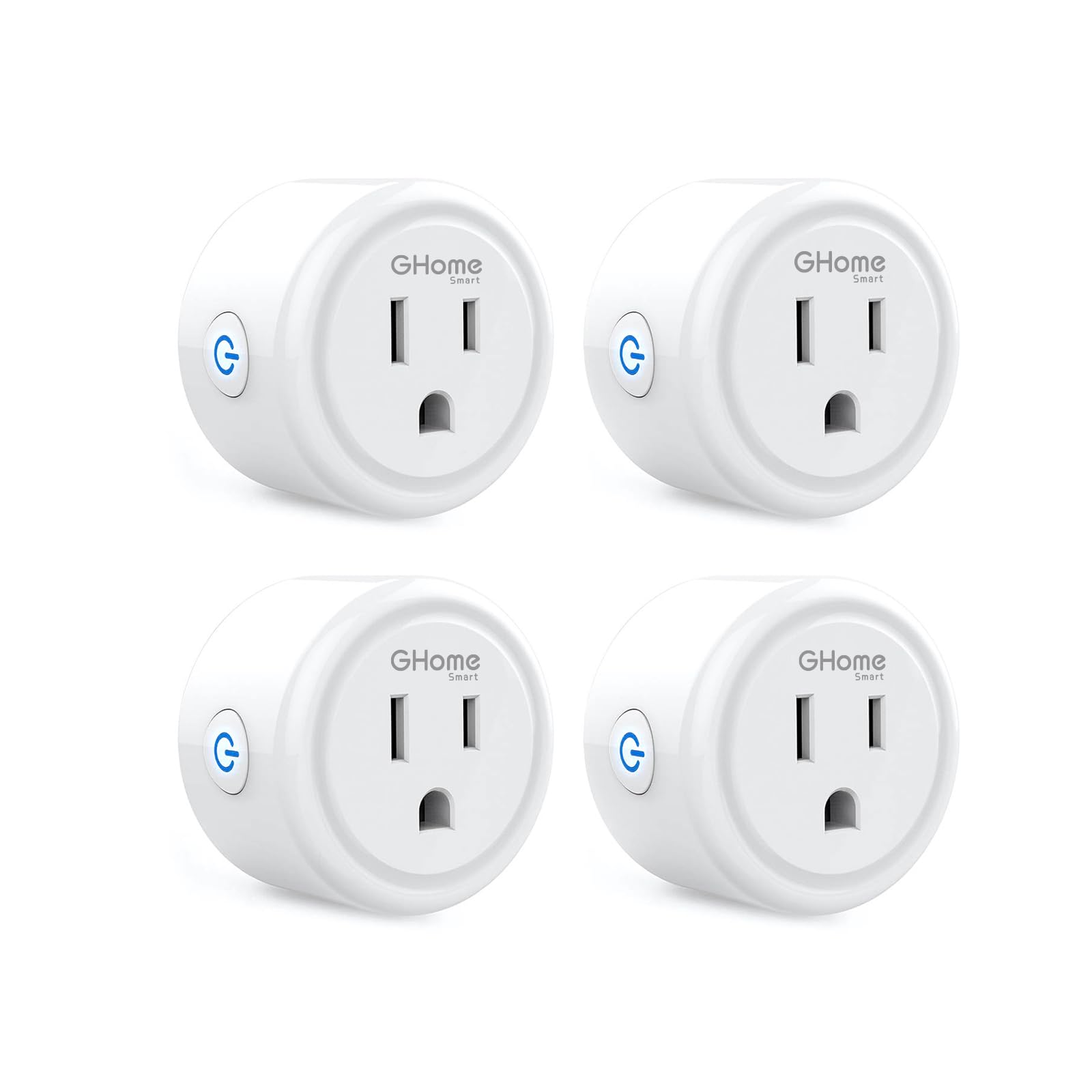 GHome Smart Mini Smart Plug - WiFi Outlet Socket Compatible with Alexa & Google Home with Timer Function, ETL FCC Listed, 2.4GHz Network, No Hub Required (4 Pack), White (WP3-4)