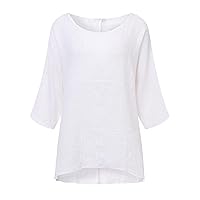 Andongnywell Womens Oversized Tees Loose T Shirts Half Sleeve Crew Neck Solid Color Cotton Tunic Tops Blouses Tunics