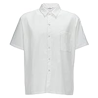 Winco UNF-1WM Unisex Restaurant Chef Shirt, Short Sleeve, M, White
