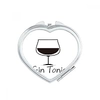 Outline Of Gin Tonic Heart Mirror Travel Magnification Portable Handheld Pocket Makeup