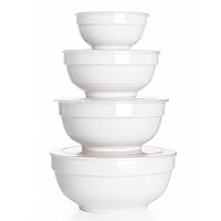 DOWAN Ceramic Bowl Set with Lids, Serving Bowls with Lids, Food Storage Container, Porcelain Prep Bowl, Small Mixing Bowls for Kitchen, Microwave & Dishwasher Safe, 64/42/22/12 Ounces, Set of 4