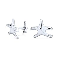 Nautical Double Starfish Cufflinks For Destination Wedding Gift Groom Men Shirt Cufflinks Solid French Style Fixed Backing .925 Sterling Silver