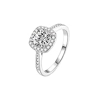 StarGems® 1-3ct Moissanite 925 Sterling Silver Platinum Plated Zirconia Bezeled Vintage Four Prong Ring B4447