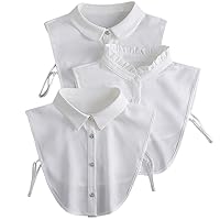 Detachable Half Shirt Blouse Elegant Fake Collar Set for Office Women Girls 3PCS White