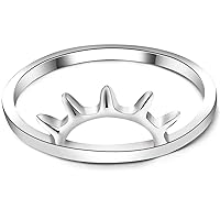 Stainless Steel Rising Sun Style Promise Statement Ring