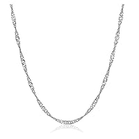 Adabele Authentic Sterling Silver 1.3mm 1.6mm Singapore Chain Necklace Tarnish Resistant Hypoallergenic Nickel Free Women Men Jewelry Made In Italy (16 Inch - 30 Inch)
