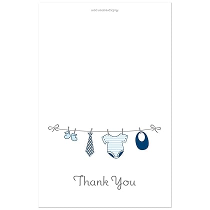 MyExpression.com 50 Cnt Hanging Baby Boy Cloth Baby Thank You Cards