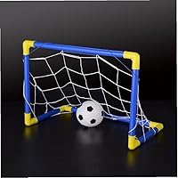 Mini Folding Football and Soccer Ball Goal Post Net Set with Pump Kids Sport Indoor Outdoor Home Toy Child Birthday Gift Yellow 18x12.71x9.84inch