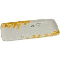 Boston International Serving Plate Everyday Ceramic Tableware, 14 x 6-Inches Rectangle, Sunny Bee
