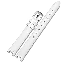 Genuine Leather Watch Strap for Anne Klein Watchband Notch AK Girl Simple Elegant Belt Small Dial Retro Watch Band 12mm White (Color : White-Steel, Size : 12mm)