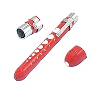 OdontoMed2011 Medical Pen Lights for Nurses Doctors, Reusable LED Medical Penlight Flashlight with Pupil Gauge, White Light, Red Color Penlight