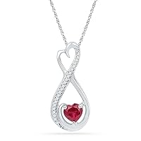 0.67 Carat Diamond & Lab Created Ruby Heart Shape Pendant