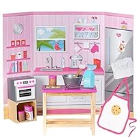 Adora Amazon Exclusive Amazing World Premium Quality Love to Bake Wooden Play Set with 20 Pieces Doll Accessories, Perfect Gift for Ages 6+