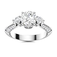 Three Stone 0.75 Ctw Round Moissanite Diamond 925 Sterling Silver Wedding Ring Women's Jewellery