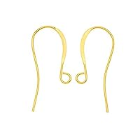 100pcs Adabele Real Gold Plated Sterling Silver French Earring Hooks 18mm Earwire Connector (Wire 0.7mm/21 Gauge/0.028 inch) for Earrings Making SS325