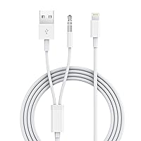 iSkey Aux Cord for iPhone, 2 in 1 3.5mm Aux Cable for Car with Charger Cord Compatible with iPhone 13 12 11 XS XR X 8 7 6 iPad iPod Home Audio, Speaker, Headphone Support All iOS Version (4 FT)