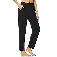 ASIMOON Yoga Sweatpants with Pockets Comfy Wide Leg Loose Lounge Pants Stretch High Waist Running Workout Pajama Pants