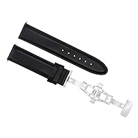 Ewatchparts 20MM LEATHER BAND STRAP DEPLOYMENT BUCKLE CLASP COMPATIBLE WITH MONTBLANC BLACK PVD S/STEEL