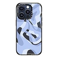 CASETiFY Impact Case for iPhone 15 Pro [4X Military Grade Drop Tested / 8.2ft Drop Protection] - Aesthetic Prints - Retro Swirls in Blue - Clear Black