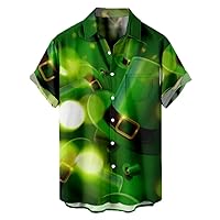 St Patrick's Day Hawaiian Shirts Short Sleeve Button Down Shirt for Men