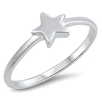 Classic Star Ring New .925 Sterling Silver Cute Simple Band Sizes 5-12