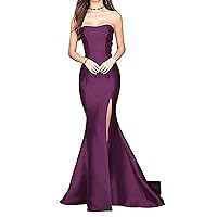 Women's Strapless High Split Formal Evening Party Gowns