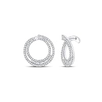 The Diamond Deal 14kt White Gold Womens Baguette Diamond Hoop Earrings 1 Cttw