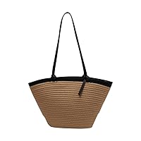 Shoulder Tote Straw Woven Soft Tote Shoulder Bag Shoulder Tote Bag Women's Tote Handbag for Summer Beach Travel Daily