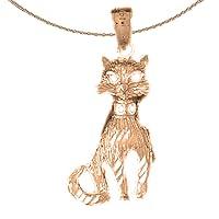 Cat Necklace | 14K Rose Gold Cat Pendant with 18