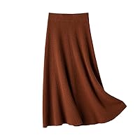 100% Cashmere Skirt High Waist Knitted Thickened A Skirt Autumn Winter Medium Length Wool Umbrella Skirt