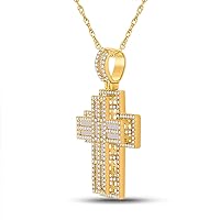 The Diamond Deal 10kt Yellow Gold Mens Round Diamond Cross Charm Pendant 3-1/4 Cttw