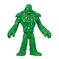 Replacement Part for Fisher-Price Imaginext Playset Inspired by DC Superfriends Holiday Theme HML59 ~ Replacement Poseable Swamp Thing Monster Figure, Green with Christmas Holiday Lights Around Chest