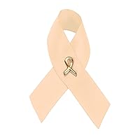 Satin Endometrial Cancer Peach Ribbon Pins (100 Pins)