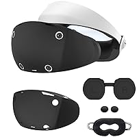 KANG YU Accessories for PSVR2, VR Shell, Disposable Eye Cover, Joysticks Case, Lens Protector Cover for Playstation VR2 Accessories , Soft Washable Anti-Scratch Silicone Sleeve for PS VR 2 (Black)
