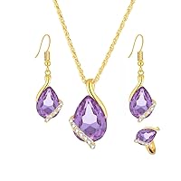 Necklace and Earring Sets for Women Girls Earrings Gold Plated Crystal Pendants Necklace Fashion Jewelry