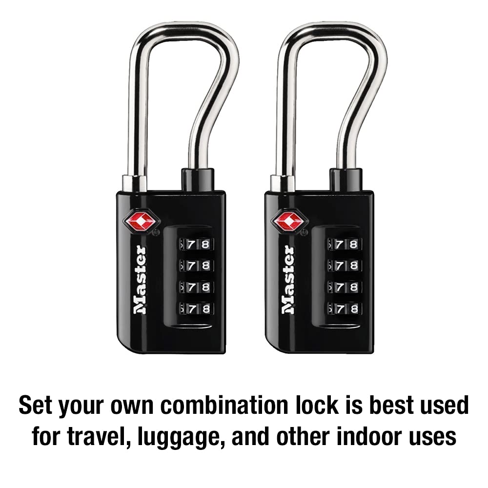 Master Lock Pack of 2 Set Your Own Combination TSA Approved Luggage Lock, 2 Pack, Black